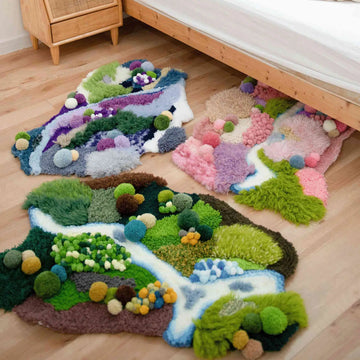 Aurora - Handmade Tufted 3D Purple Colorful Moss Rug-ChillFuzz