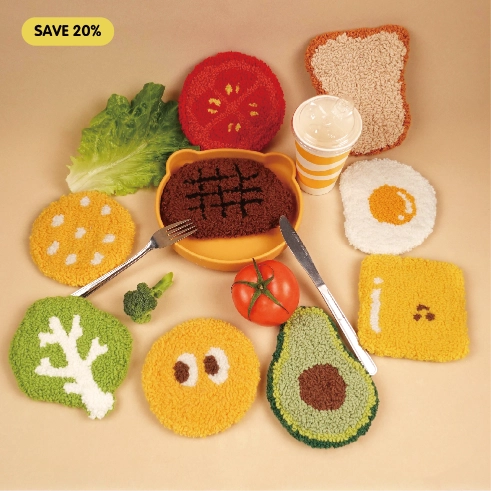Bundle - Hamburger Coaster Crochet Kit Set of 7