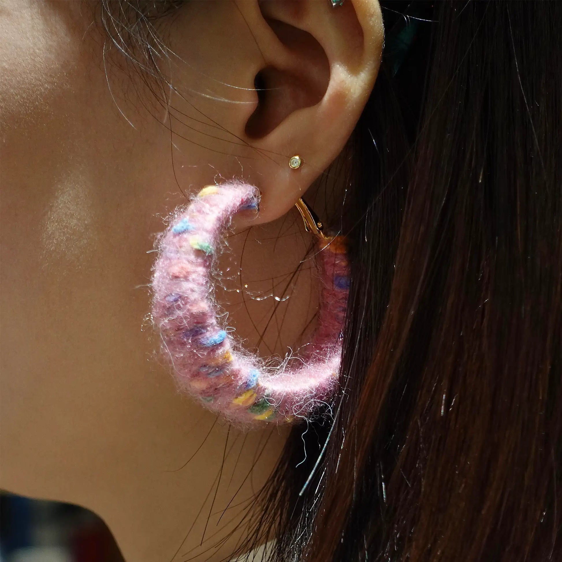 Artisan-Made - Pink Yarn Earrings