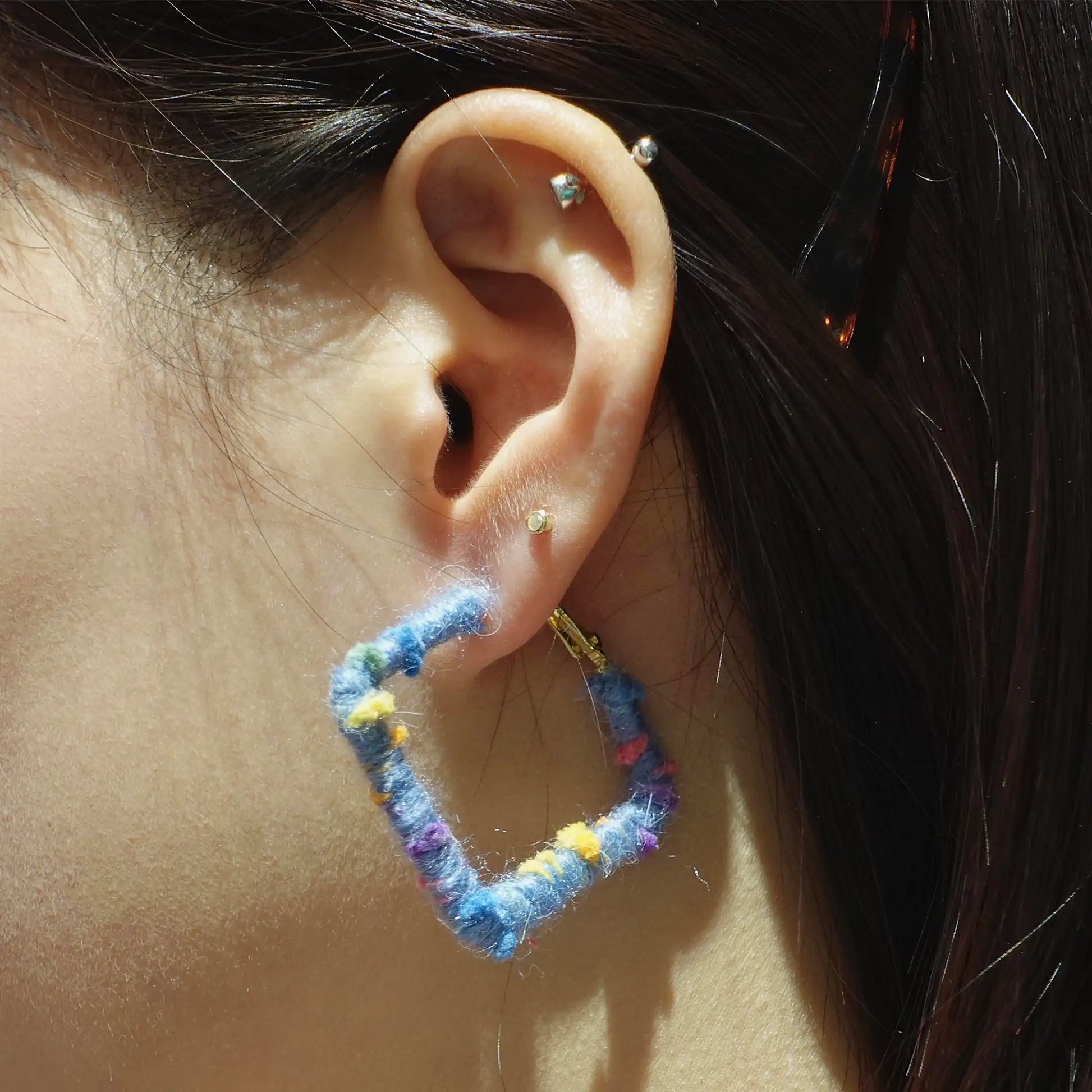 Artisan-Made - Blue Yarn Earrings