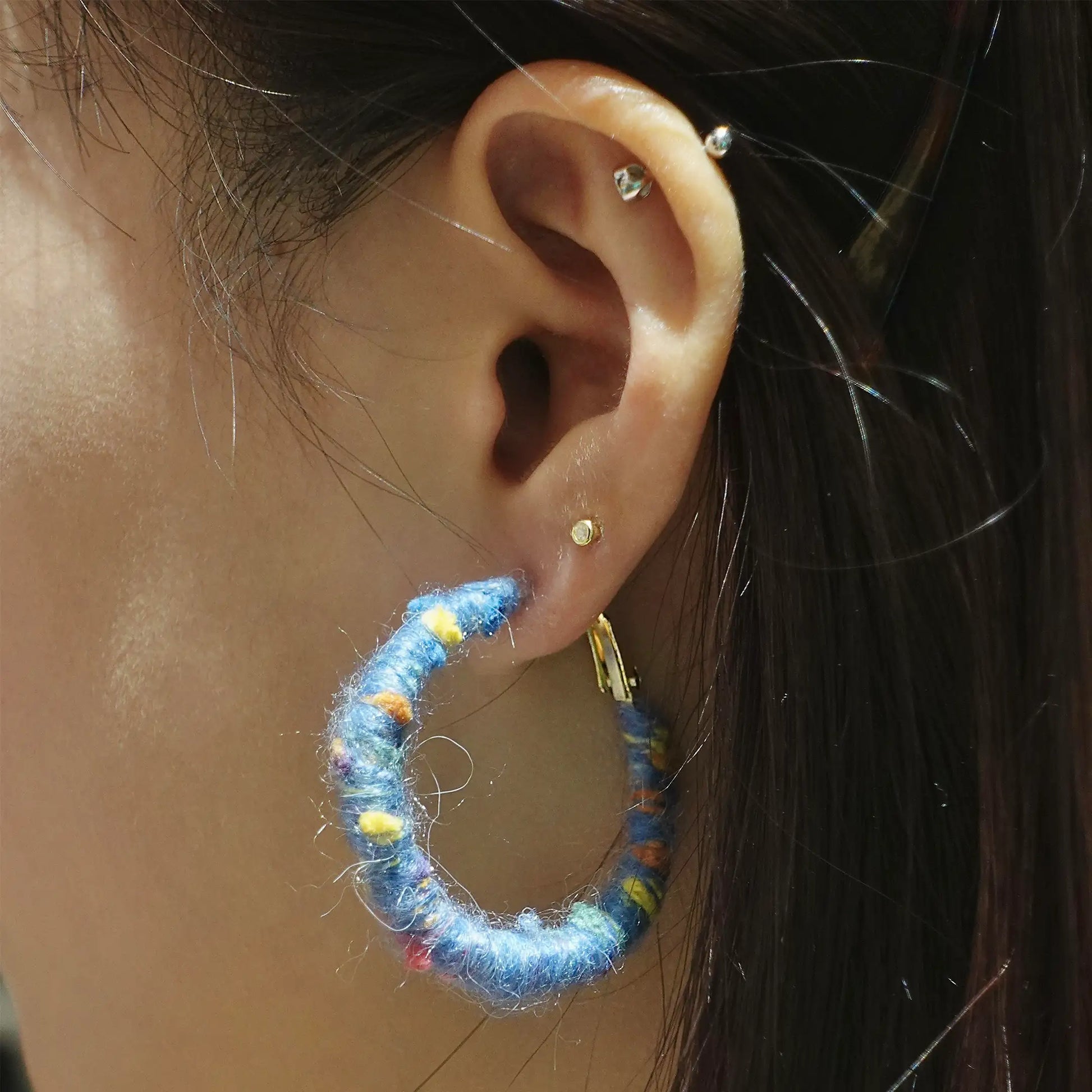 Artisan-Made - Blue Yarn Earrings