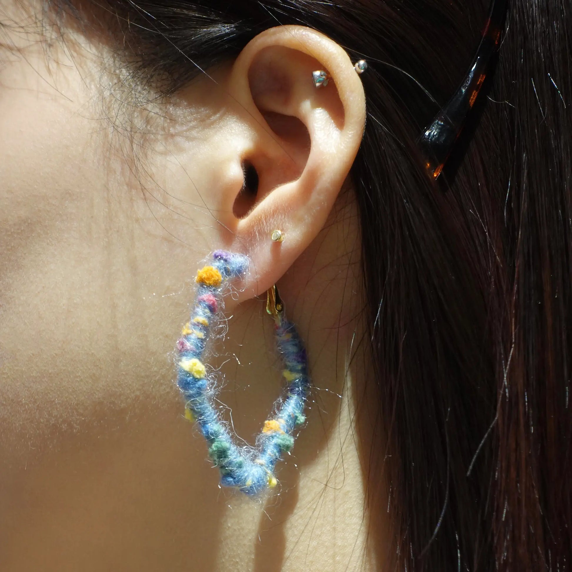 Artisan-Made - Blue Yarn Earrings